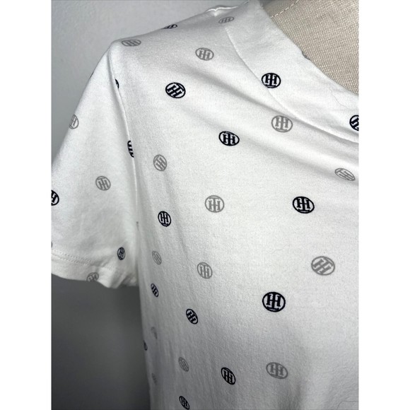 Tommy Hilfiger Mini Dress Lace Up White Logo Stretch Short Sleeve Petite Size XL - Picture 10 of 11